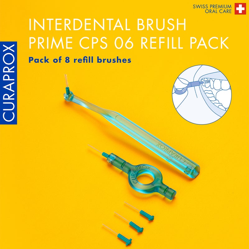 CURAPROX CPS Prime 06 Interdental Brush Refills | 8 Ultra-Fine 0.6mm Brushes for Gentle, Precise Cleaning | Ideal for Sensitive Gums & Daily Plaque Removal, Turquoise Pack - Image 2